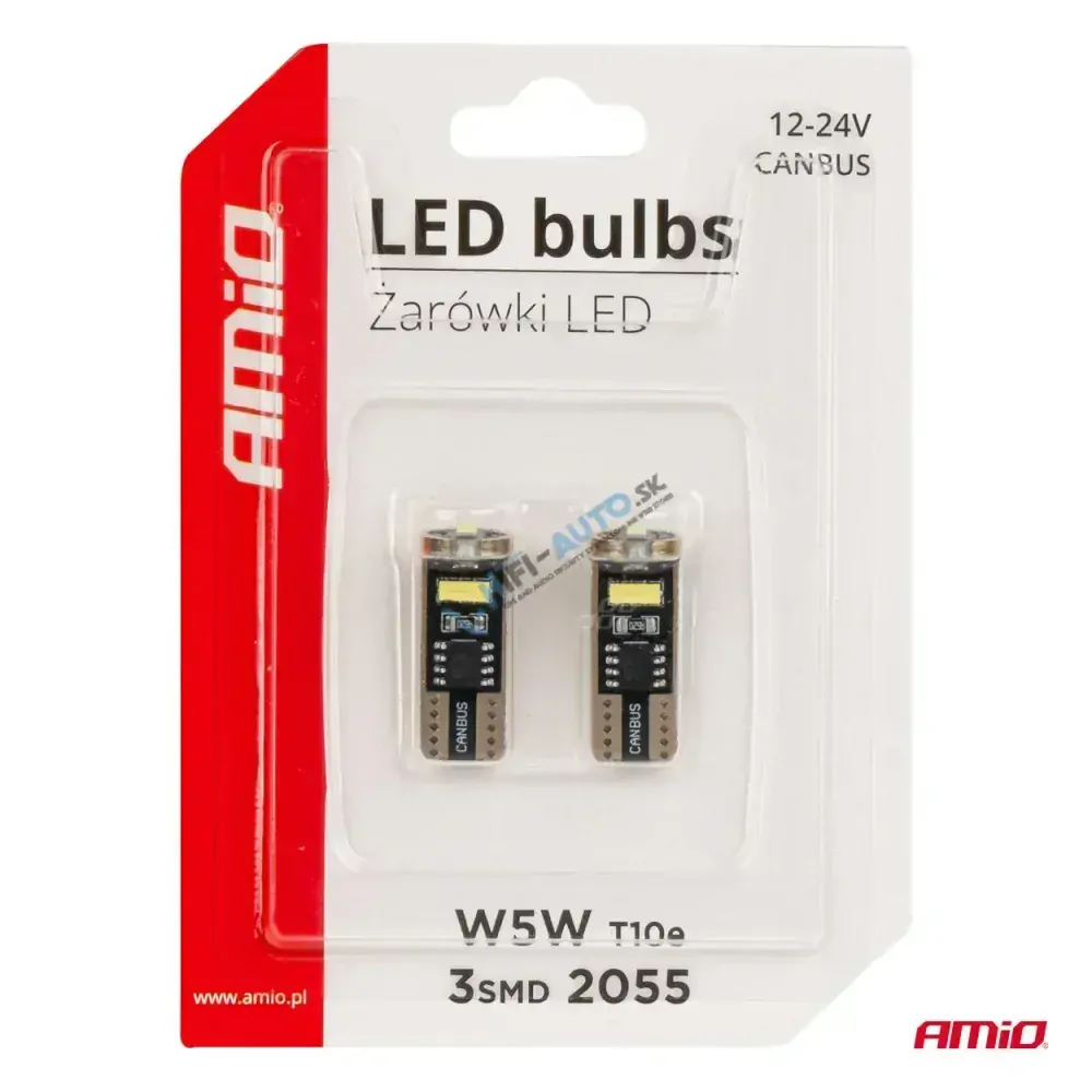 LED žiarovka CANBUS T10e W5W 3x2055 SMD White 12V/24V