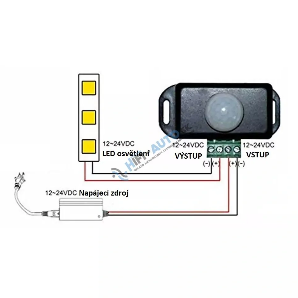 Pohybové čidlo PIR 12/24V 6A