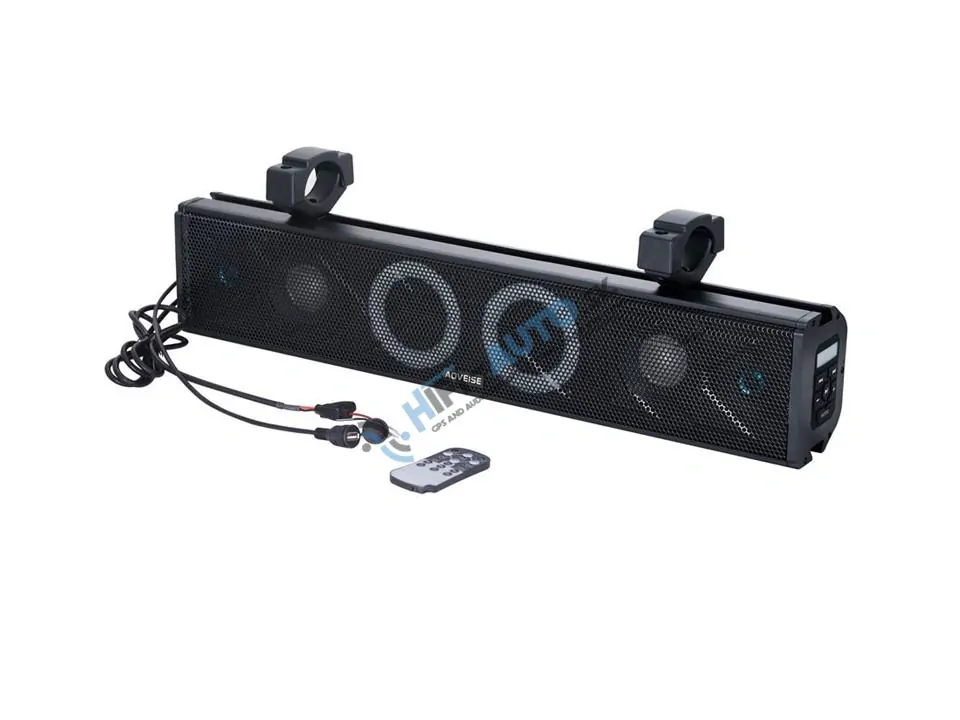 25" zvukový systém na ATV, UTV, golfový vozík, loď, USB, AUX, BT, čierne
