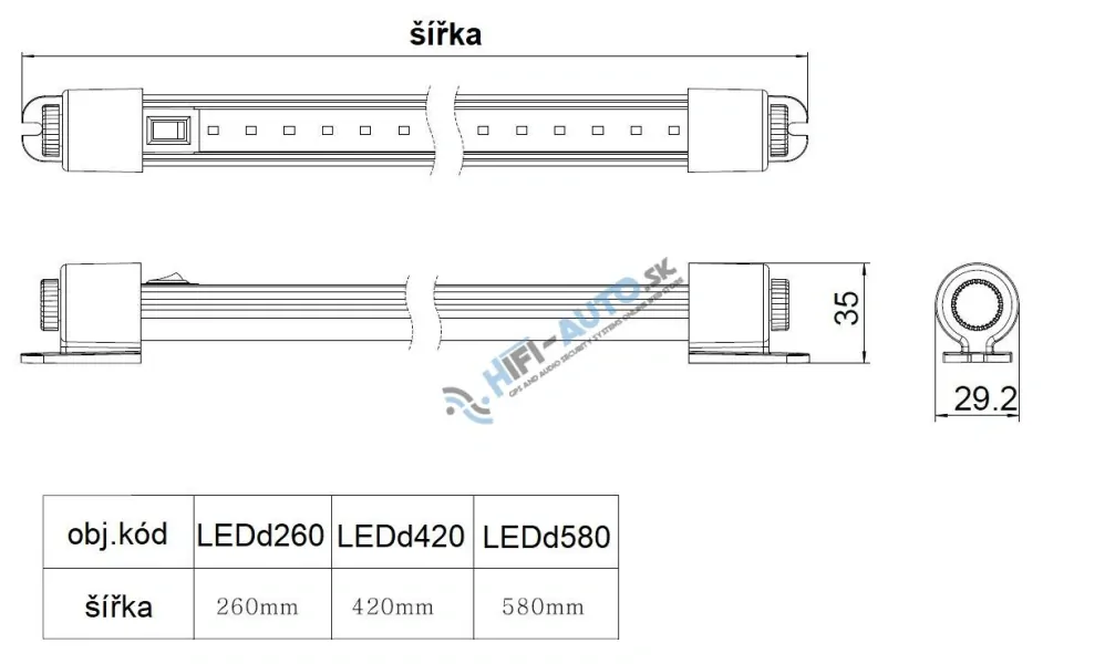LED osvetlenie interiéru, 10-30V, 36LED, 580mm