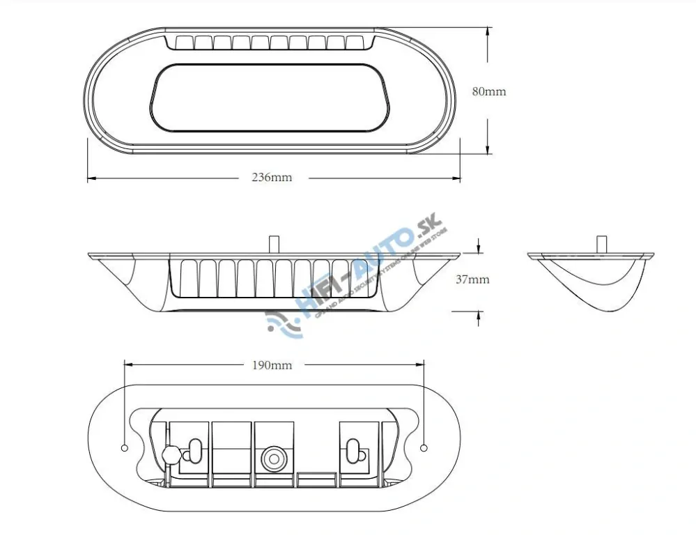 LED svetlo nástenné s výstražným svetlom, čierne, 35W, ECE R65