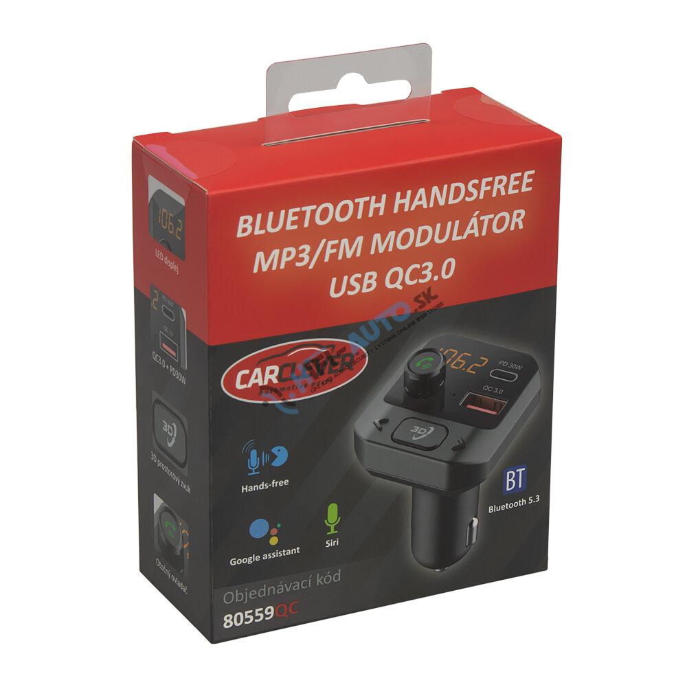 Bluetooth/MP3/FM modulátor bezdrôtový s SD portom do CL s 3D stereo, USB-C / USB