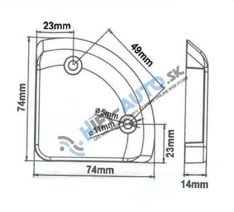 Rohové výstražné LED svetlo na plošiny, 12-36V, 4x1,5W, oranžové