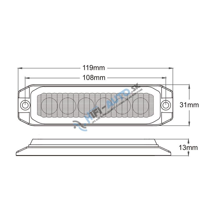 PROFI SLIM výstražné LED svetlo vonkajšie, oranžové, 12-24V, ECE R65