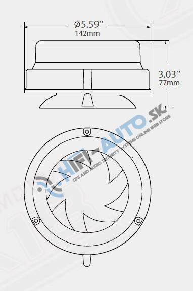 LED maják, 12-24V, 16x1W oranžový, magnet, ECE R65 