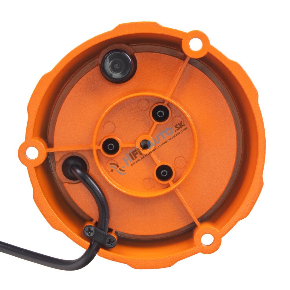 Robustný oranžový LED maják, čierny hliník, 96W, ECE R65