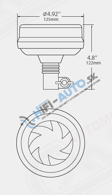LED maják, 12-24V, 16x1W oranžový na držiak, ECE R65