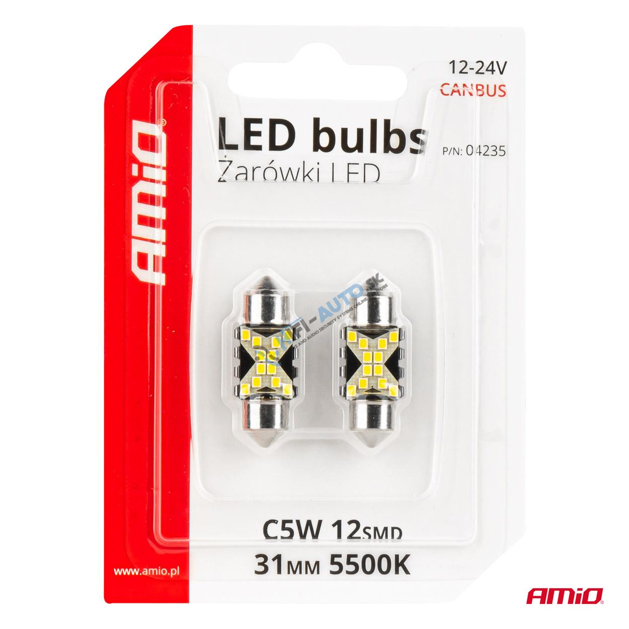 LED žiarovka CANBUS 12SMD Festoon C5W 2016 31mm White 12/24V