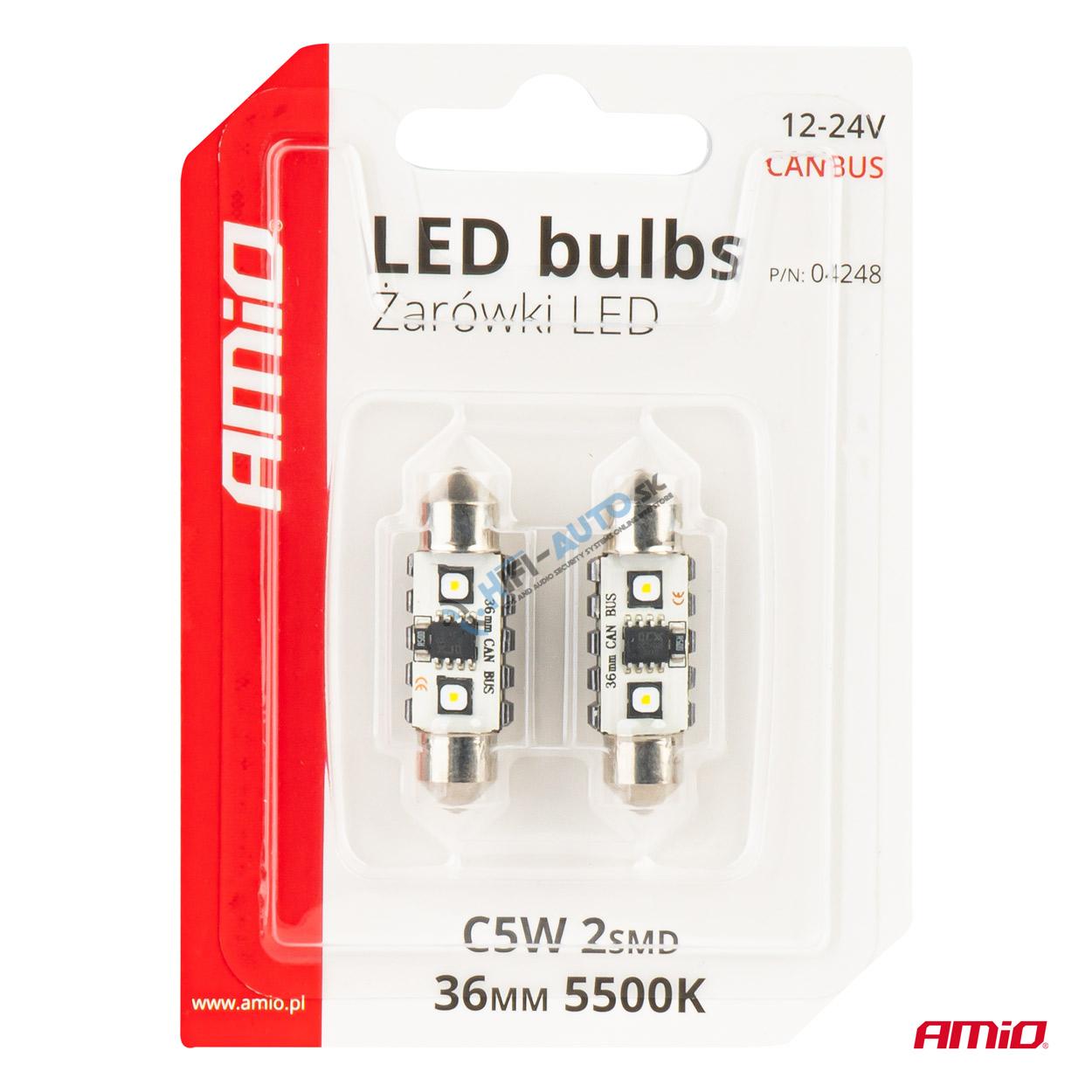 LED žiarovka CANBUS 12SMD Festoon C5W 3838 36mm White 12/24V