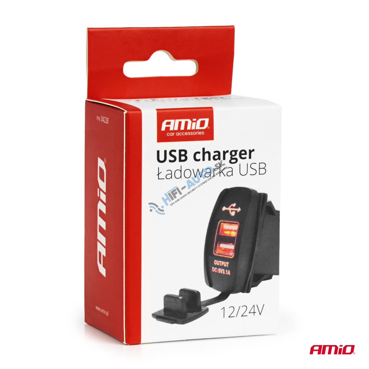 Vodotesná nabíjačka na telefón v tvare lode s ČERVENÝM LED podsvietením 2xUSB 12/24V