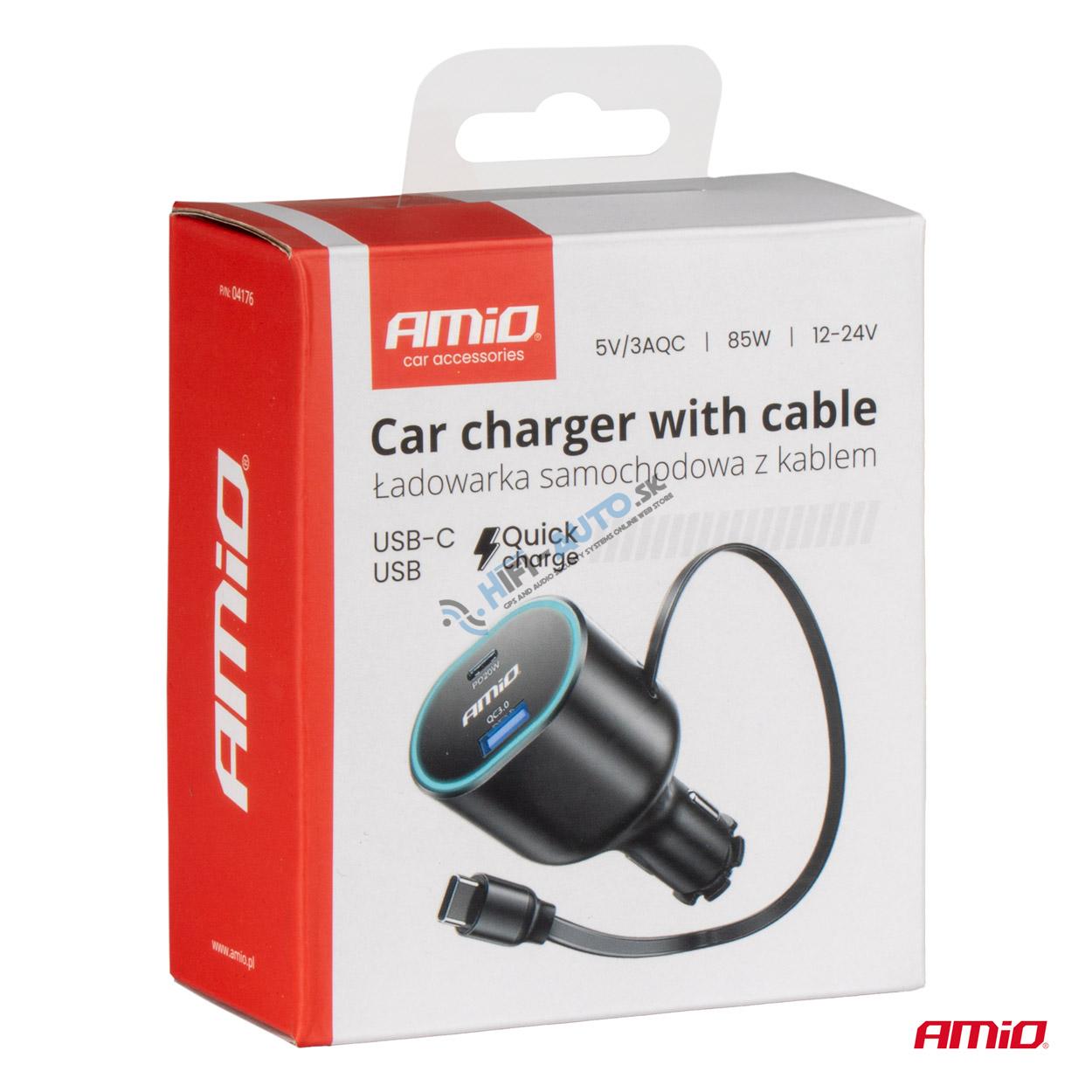 Rýchla autonabíjačka 3.0 s 30W C navíjacím káblom PD20W