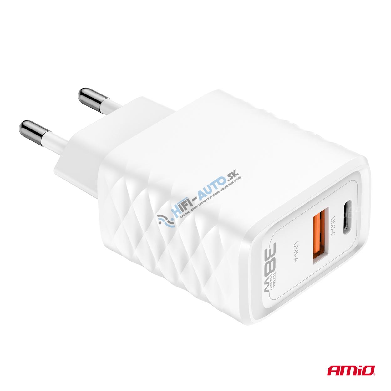 Sieťová nabíjačka Quick Charger GaN 38W USB-A + USB-C