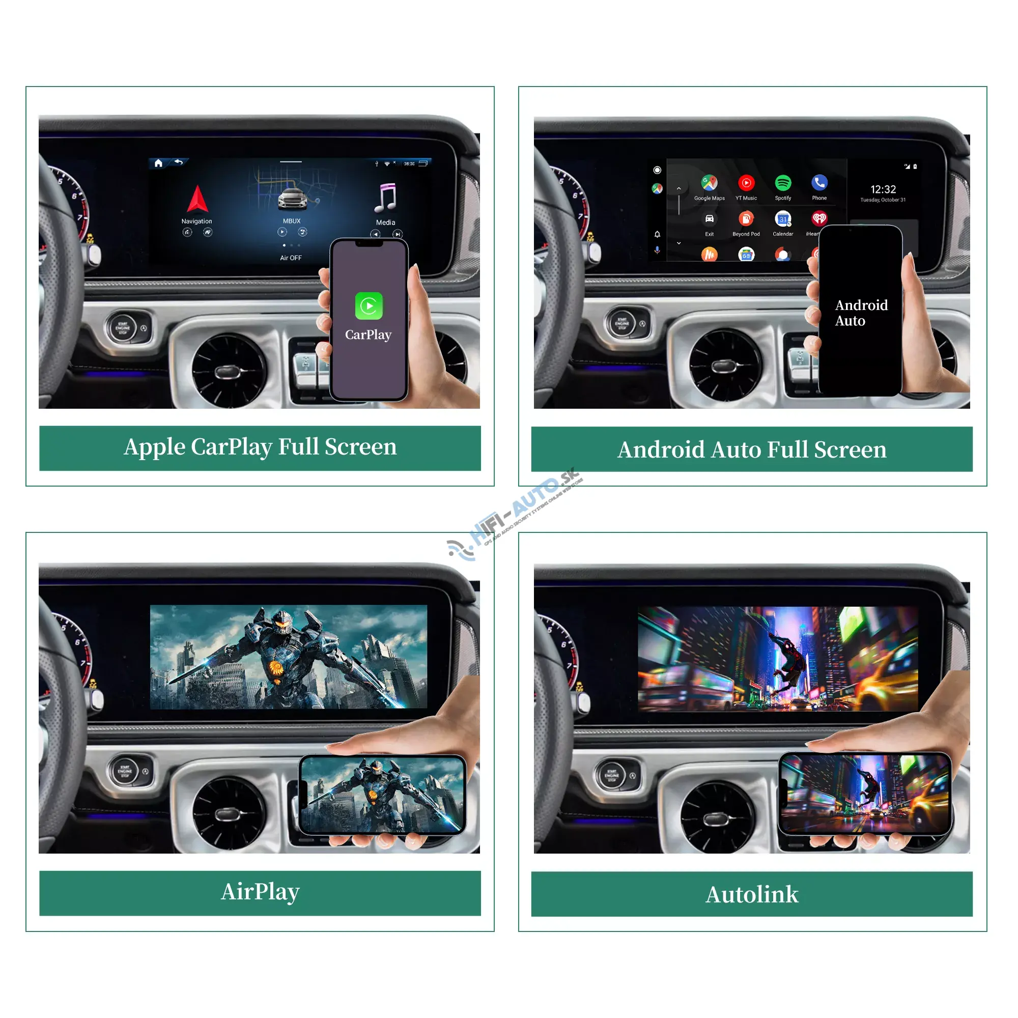 Android Auto + CarPlay + Android pre Mercedes CLS, E, G, S, 