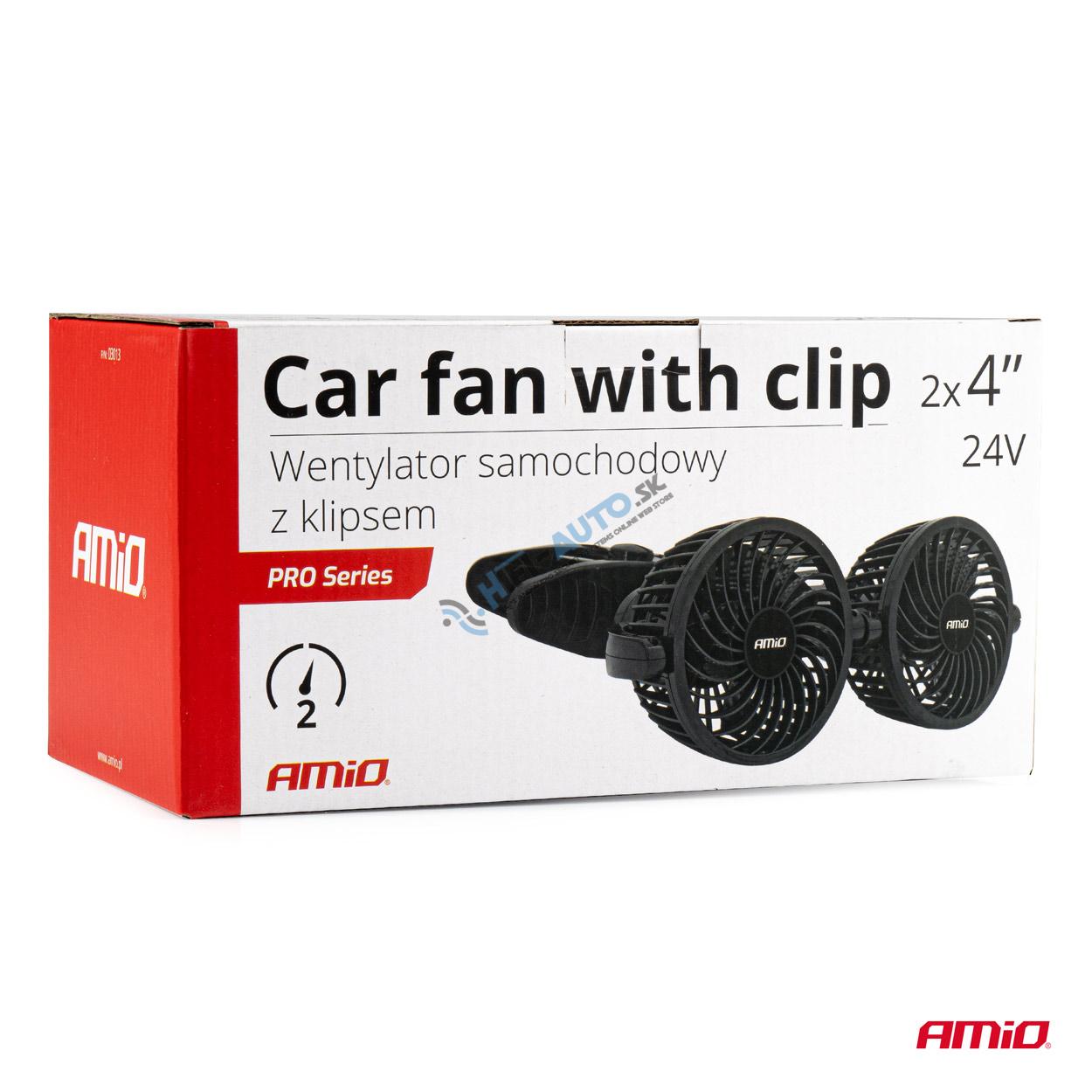 Ventilátor do auta s klipom 2x4" 24V