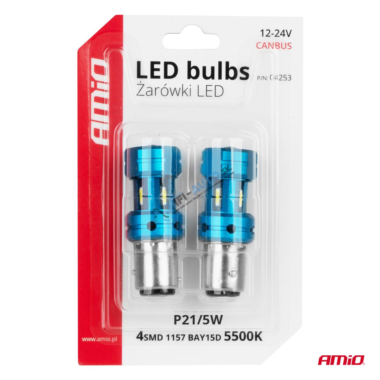 LED žiarovka CANBUS 1157 BAY15D P21/5W 4SMD 1860 Biele 12V 24V
