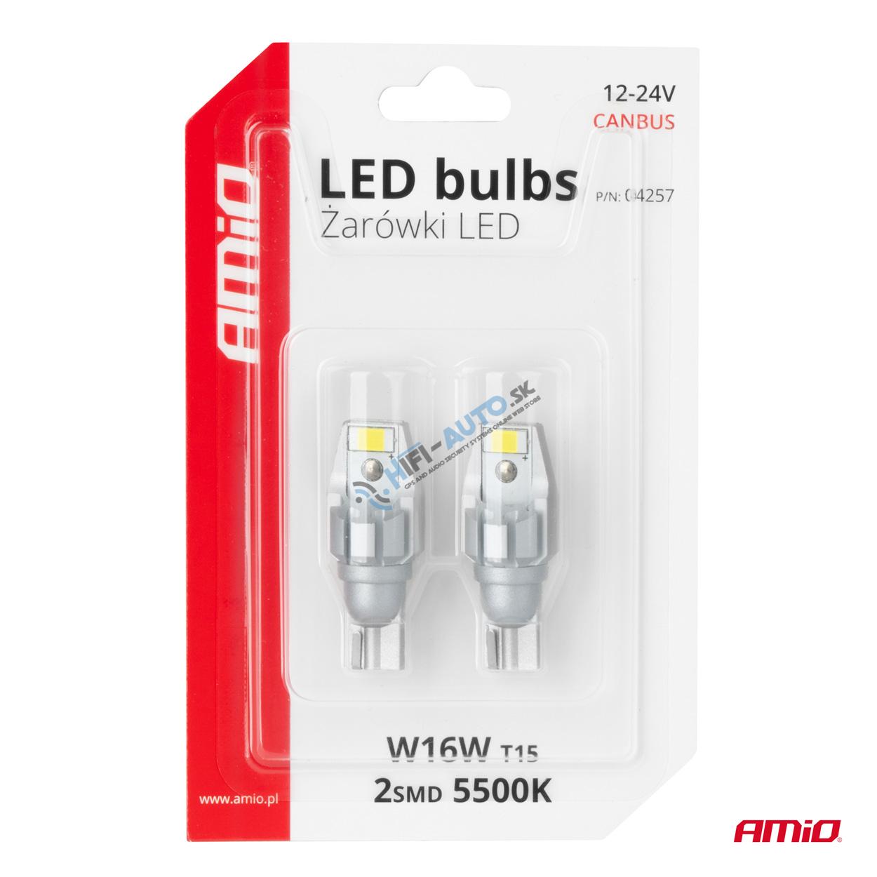 LED CANBUS T15 W16W 2SMD 3570 Biela 12V 24V žiarovky