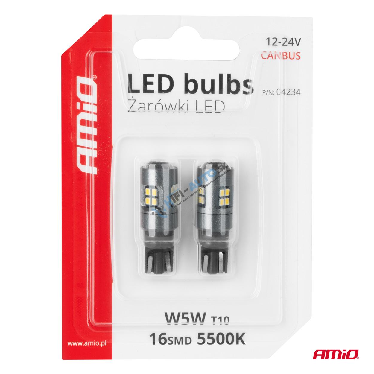 LED žiarovka CANBUS T10 W5W 16SMD 2016 Biele 12V/24V