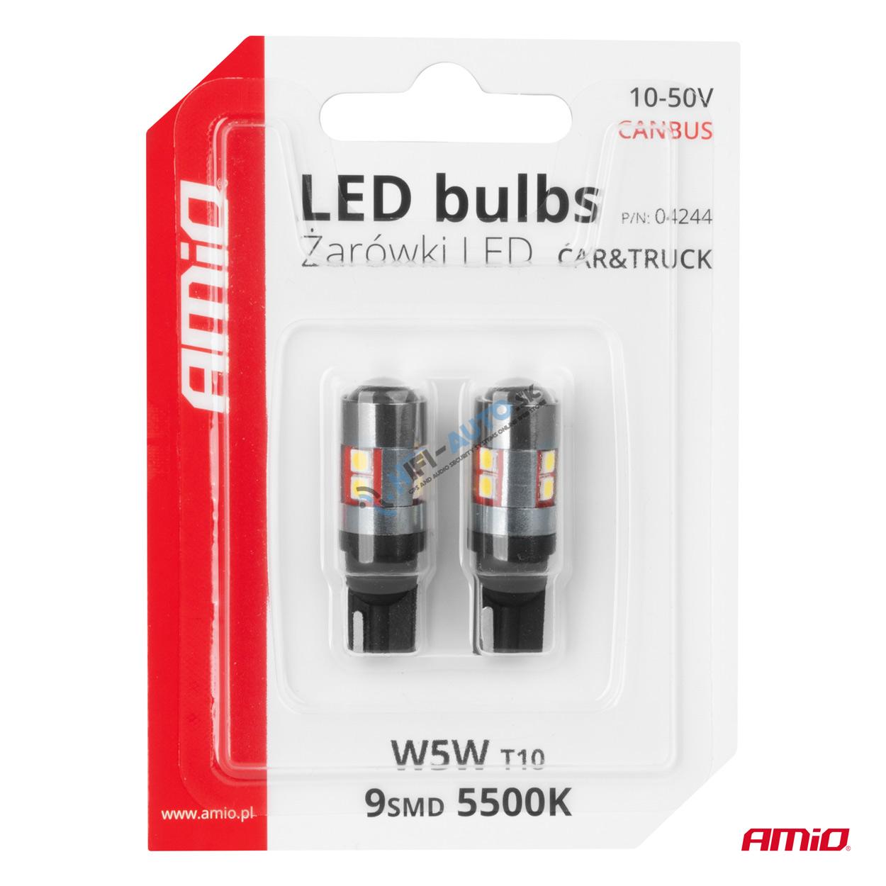 LED žiarovka CANBUS T10 W5W 9 SMD 3030 Biela 12V 24V 36V 48V