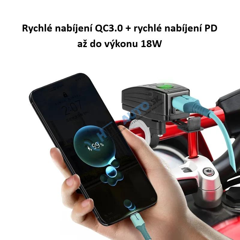 USB/USB-C nabíjačka s voltmetrom na motocykel