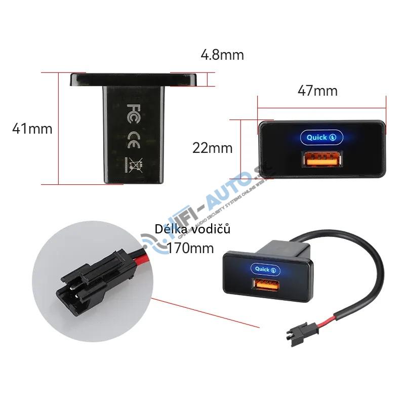 USB nabíjačka QC3.0 do panelu. 12/24V