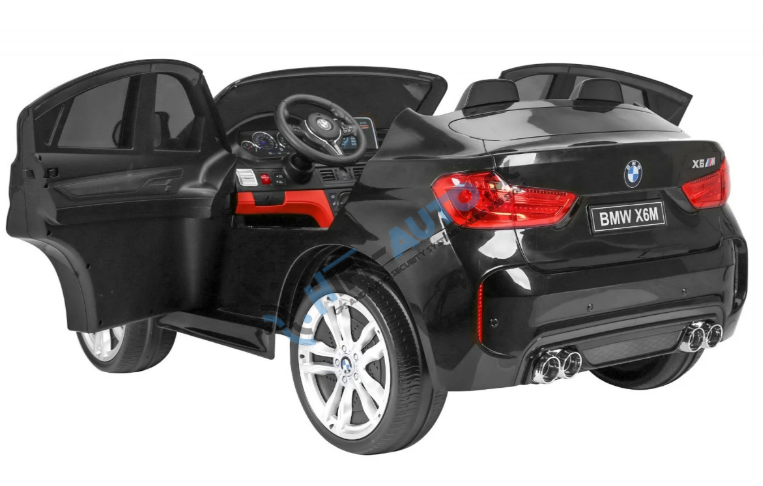 BMW X6M XXL pre 2 deti Čierne SUV + Diaľkové ovládanie + Ekokoža