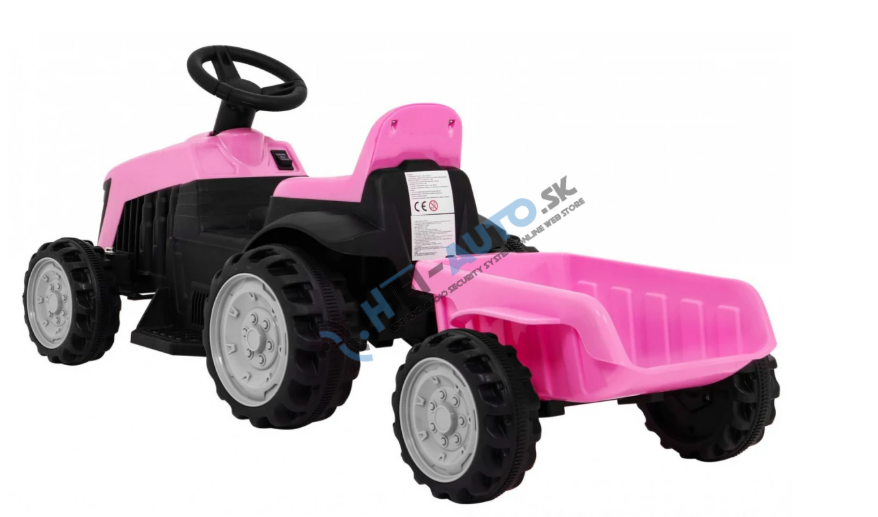 Traktor s prívesom ružový
