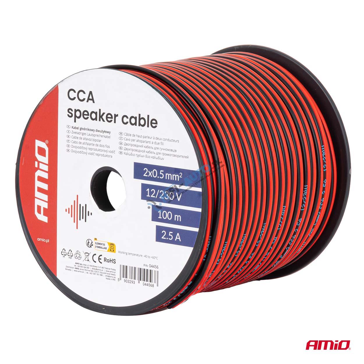 Dvojvodičový vodič reproduktora CCA 2x0.5mm2 100m 2.5A