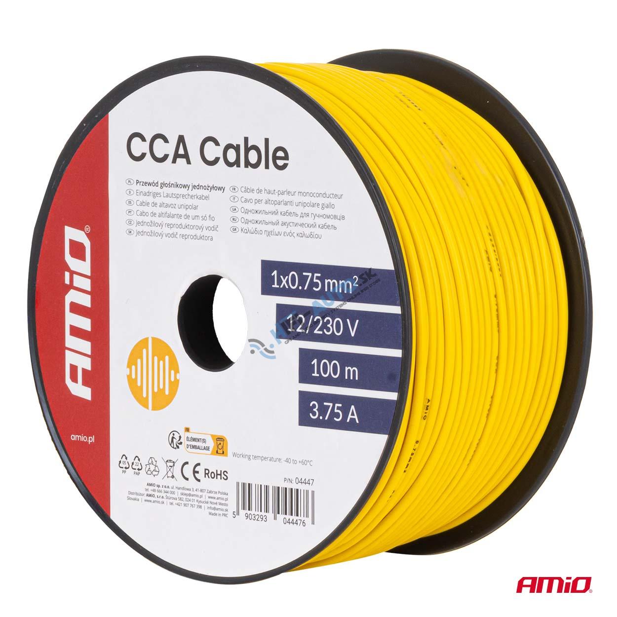 Jednožilový vodič reproduktora CCA 1x0.75mm2 100m 3.75A 12/230V