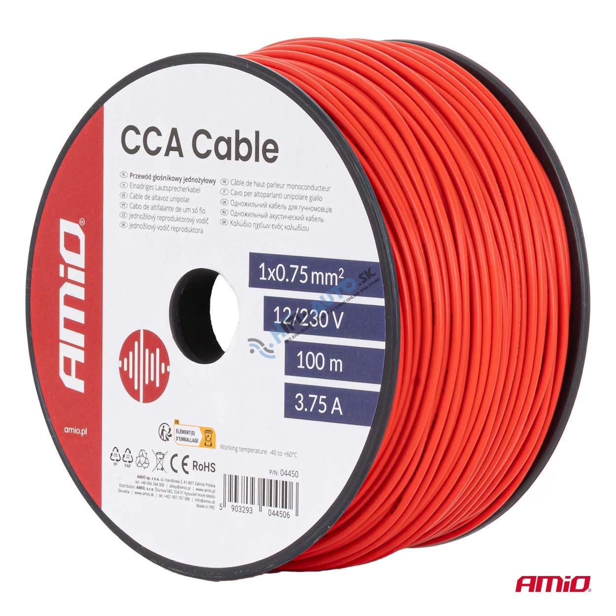 Jednožilový vodič reproduktora CCA 1x0.75mm2 100m 3.75A 12/230V