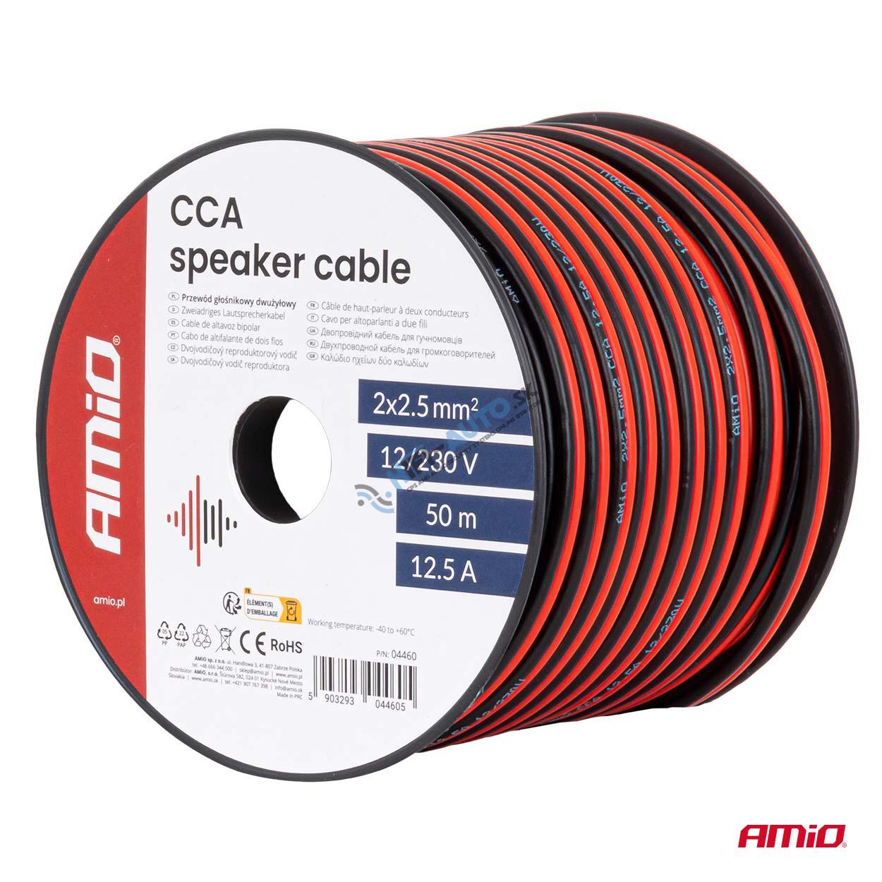 Dvojžilový reproduktorový kábel CCA 2x2,5 mm2 50 m