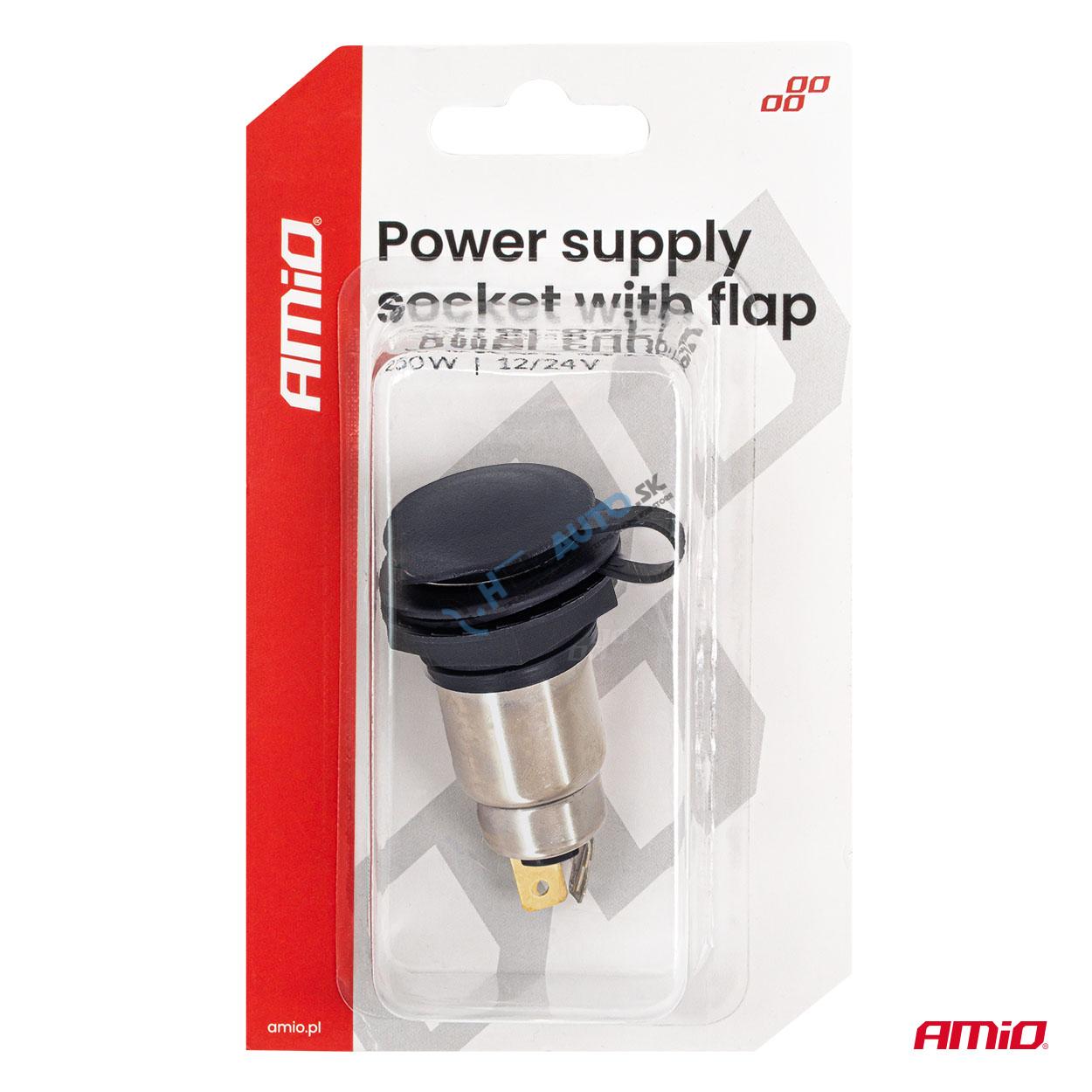 Prídavná zásuvka s klapkou, skrutkovacia, 250 W, 12 V, 24 V