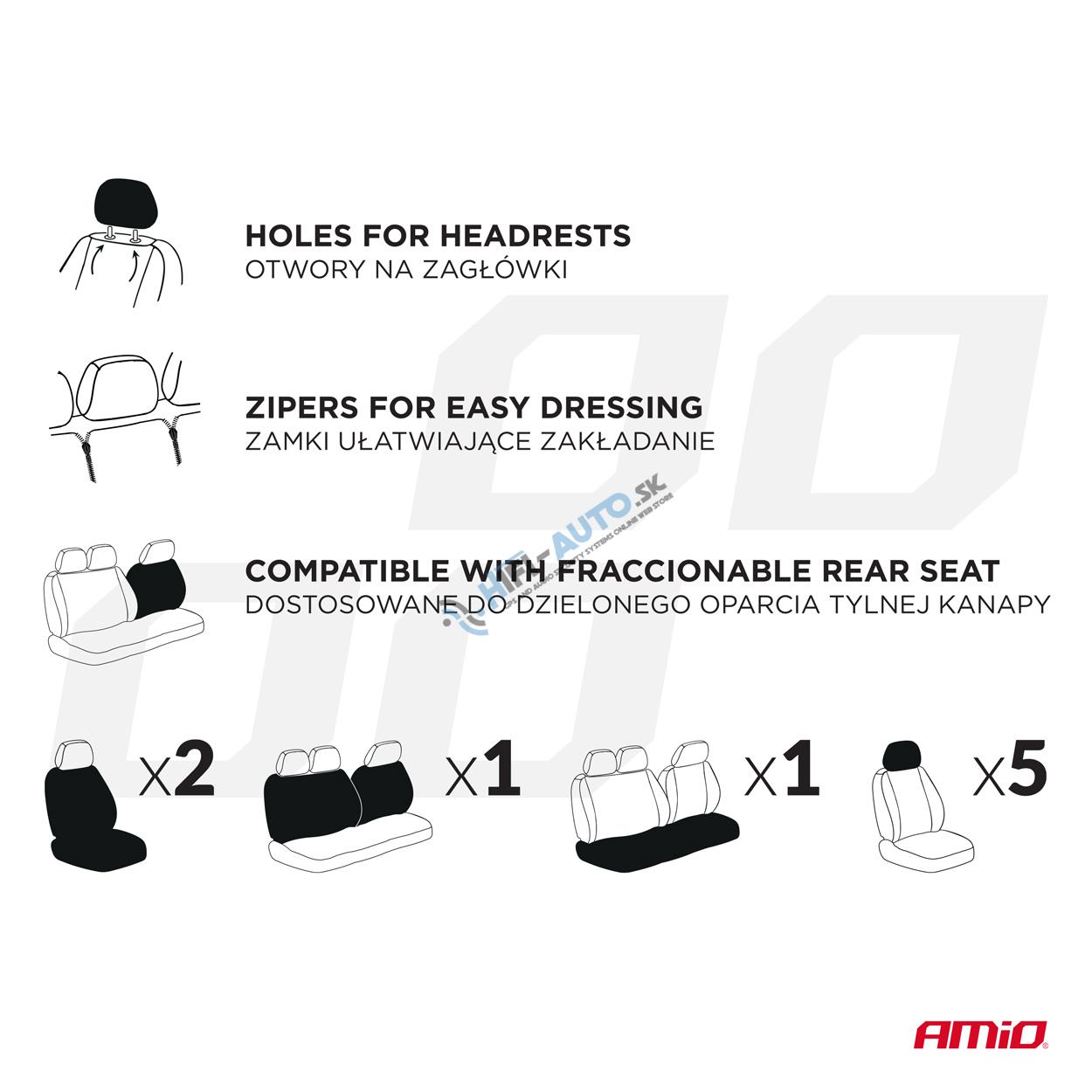 Univerzálne poťahy na autosedačky, predné a zadné, sada SC22