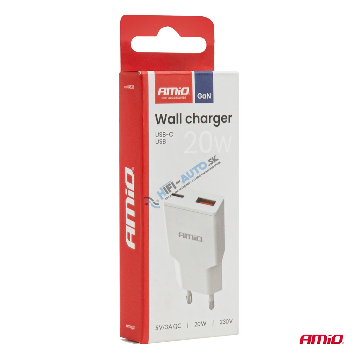 Sieťová nabíjačka 230V 20W GaN USB-C USB-A
