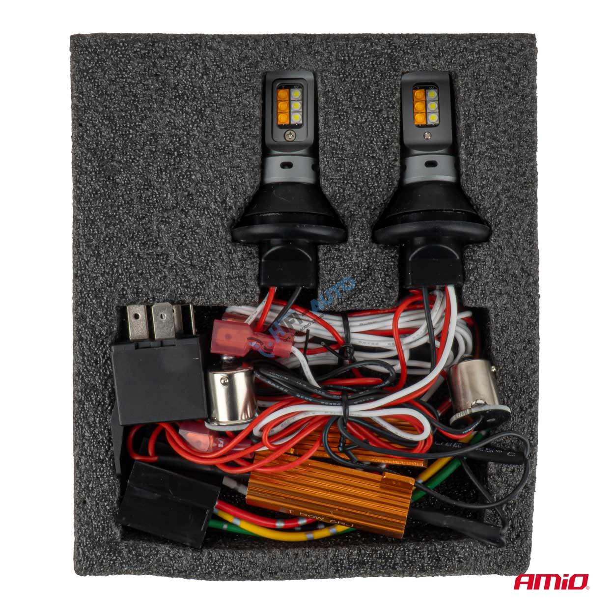 LED denné svetlá 2v1 s integrovaným smerovým svetlom 1156 3535 12SMD 12/24V