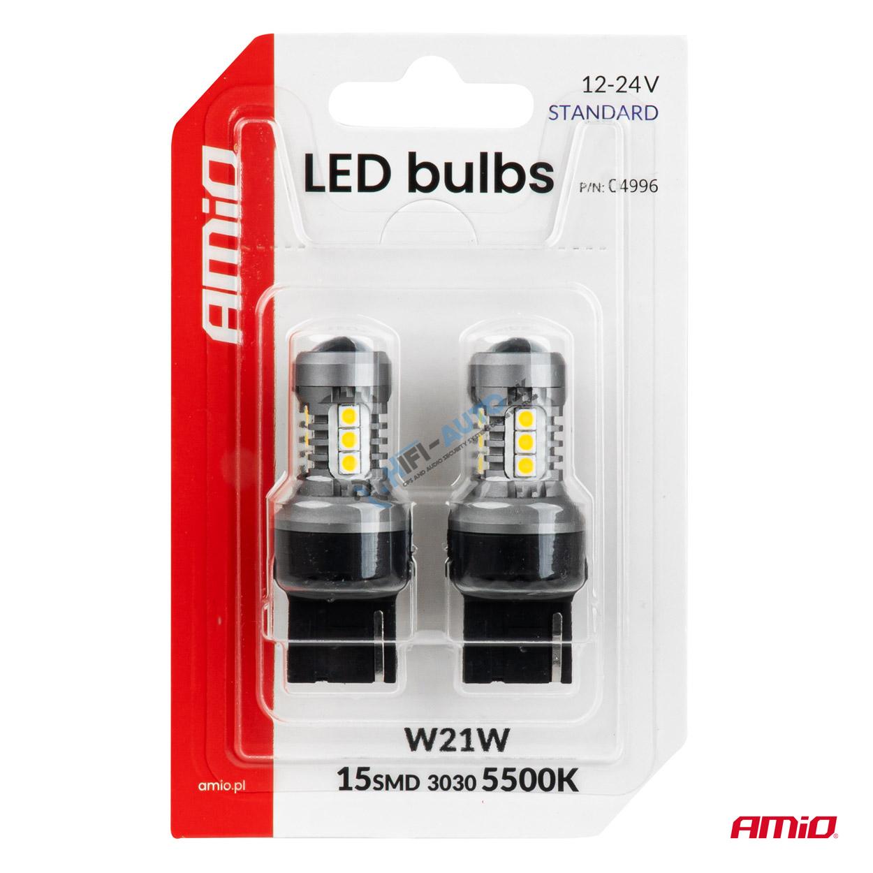 LED žiarovky STANDARD 7440 W21W 3030 15SMD White 12/24V