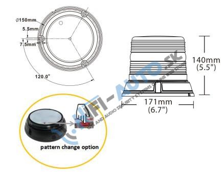 LED maják, 12-24V, červený, pevná montáž, ECE R10