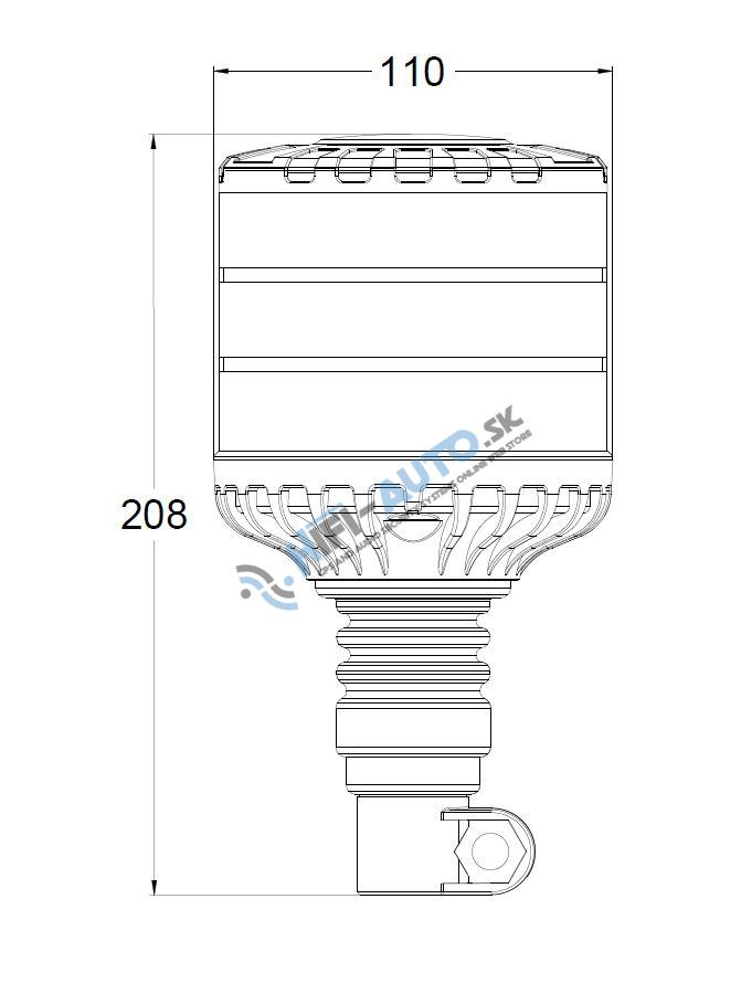 LED maják, 12-24V, 24xLED oranžový, na držiak, smoke, ECE R65
