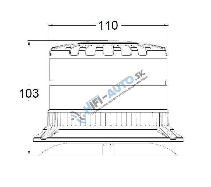 LED maják, 12-24V, 16xLED oranžový, magnet, smoke, ECE R65
