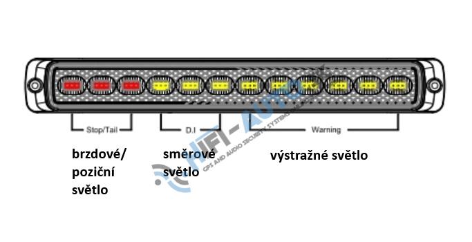 LED združená lampa zadná s výstražným oranžovým svetlom, 12-24V, ECE R65