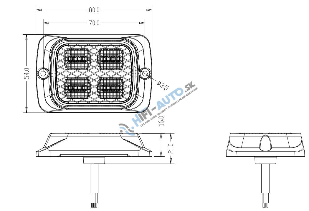PREDATOR 16x1W LED, 12-24V, oranžový, ECE R65