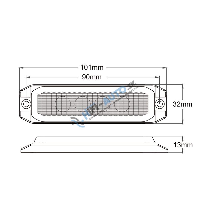 PROFI SLIM výstražné LED svetlo vonkajšie, oranžové, 12-24V, ECE R65