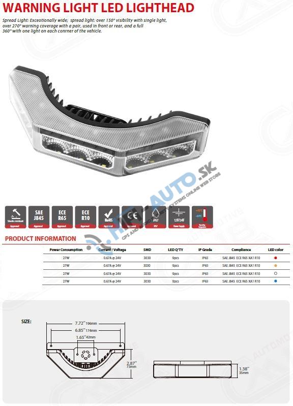 PROFI výstražné LED svetlo vonkajšie, modré, 12-24V, ECE R10