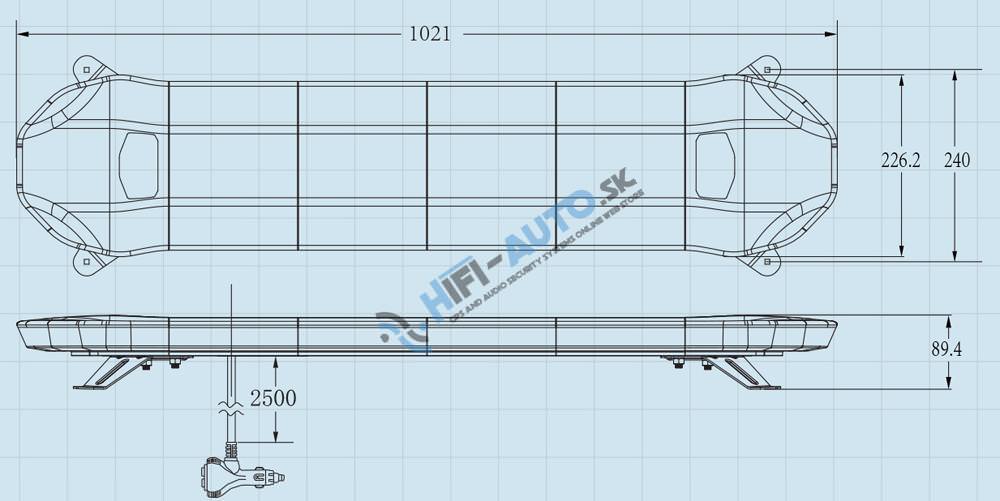 LED rampa 700 mm, oranžová, 12-24V, homologácia ECE R65