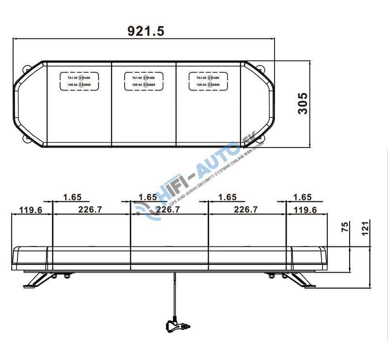 LED rampa 921 mm, oranžová, 12-24V, homologácia ECE R65