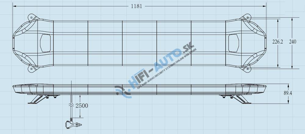 LED rampa 1181 mm, oranžová, 12-24V, homologácia ECE R65