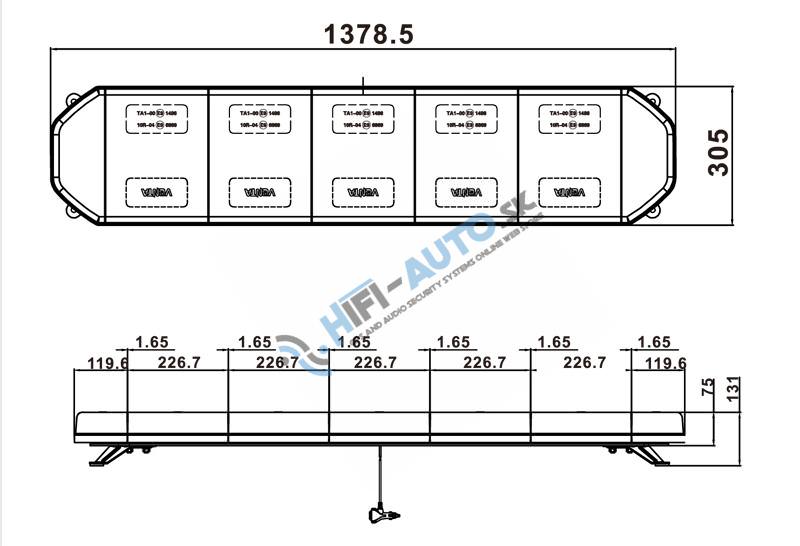 LED rampa 1400 mm, oranžová, 12-24V, homologácia ECE R65