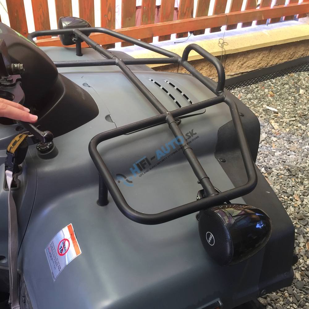 Zvukový systém s reproduktormi na motocykel, skúter, ATV s FM, USB, AUX, BLUETOOTH, farba čierna