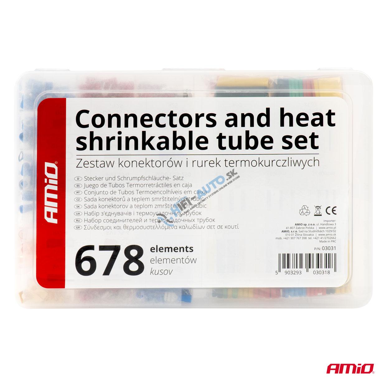 Sada izolovaných konektorov 350 kusov plus 328 zmršťovacích bužírok