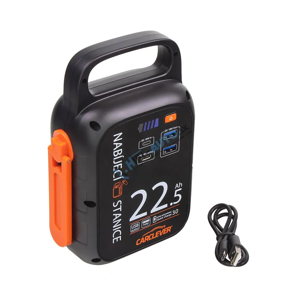 Prenosná nabíjacia stanica s dynamom Carclever, Li-Ion 22.500mAh, 83,25Wh