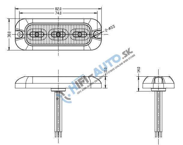 PREDATOR 3x4W LED, 12-24V, modrý, ECE R10